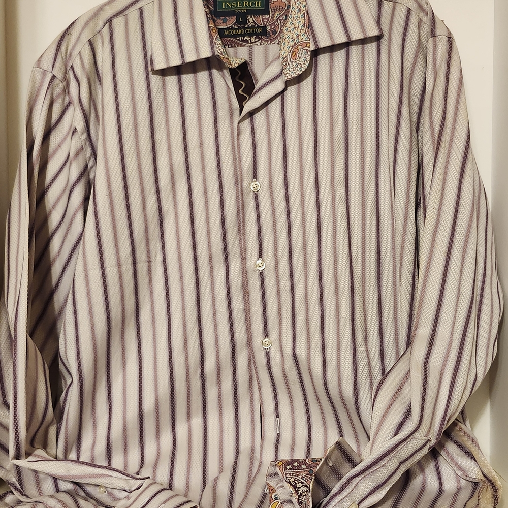 Inserch Striped Purple Shirt